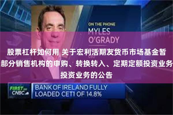 股票杠杆如何用 关于宏利活期友货币市场基金暂停通过部分销售机构的申购、转换转入、定期定额投资业务的公告