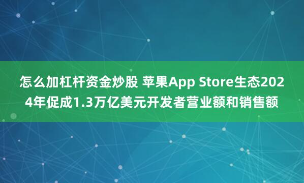 怎么加杠杆资金炒股 苹果App Store生态2024年促成1.3万亿美元开发者营业额和销售额