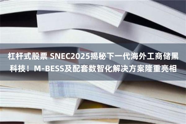 杠杆式股票 SNEC2025揭秘下一代海外工商储黑科技！M-BESS及配套数智化解决方案隆重亮相