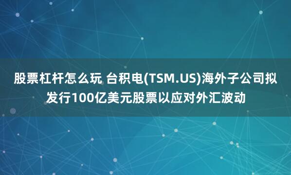 股票杠杆怎么玩 台积电(TSM.US)海外子公司拟发行100亿美元股票以应对外汇波动