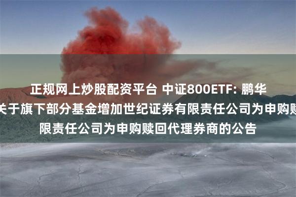 正规网上炒股配资平台 中证800ETF: 鹏华基金管理有限公司关于旗下部分基金增加世纪证券有限责任公司为申购赎回代理券商的公告